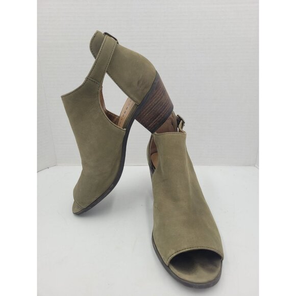 Lucky Brand Platform Heels Size 9 39 Green Suede Strap Shoes with Wooden  Heels - Picture 1 of 14